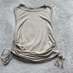 Cream Ruched Tank Top